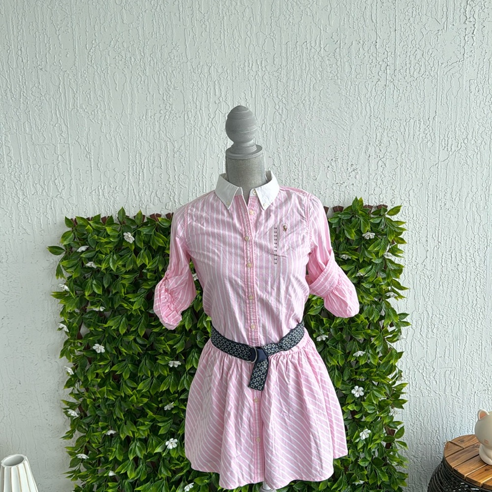 Kid’sRalph Lauren Pink and white striped dress